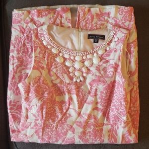 Pink and white paisley dress